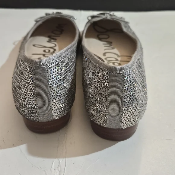 Sam Edelman Metallic Silver Loafers with Bow Accent - Picture 7 of 11